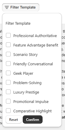 Filter by Template Type